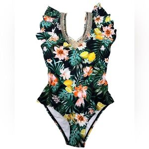 NWOT Tropical Floral Kids Swimsuit